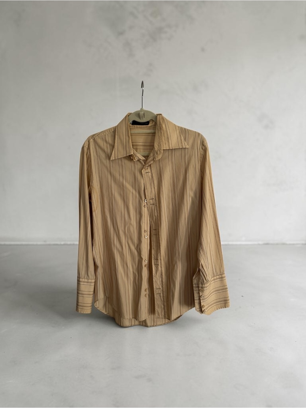 DSQUARED Tan Striped Long-Sleeve Dress Shirt
